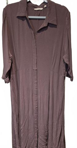 Soft Surroundings Brown Laurel Gauze Button Up Shirt Maxi Dress Size 1X pockets