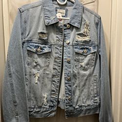 Women’s Distressed Jean Jacket -Brand New- Size L