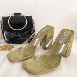 Tia Olive Green Block Heel💚