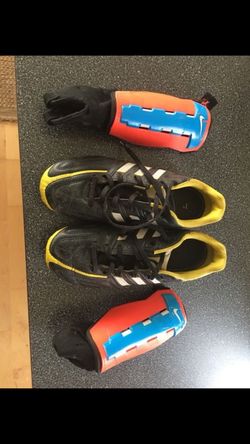 Adidas Cleats and shin guards
