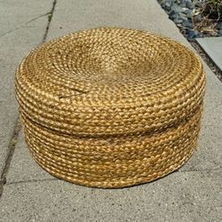 CB2 Braided Natural Jute Pouf Ottoman 19”x12.75” (Silver Lake)