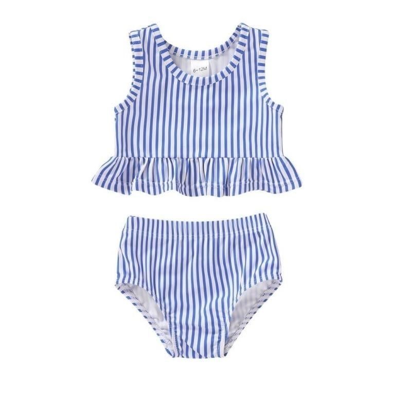 Cash Only 75234 New Baby Girl 6 - 12 Months Blue White Swimsuit Set
