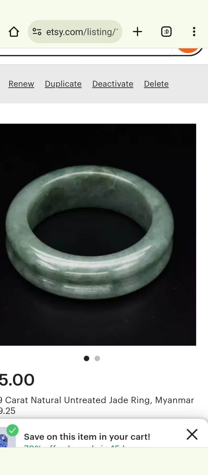 Jade Ring Myanmar Origin Size 10.25