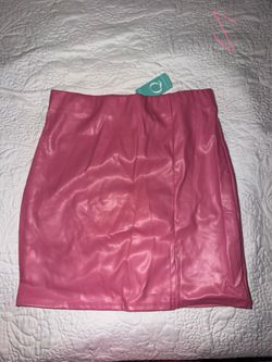 NEW pink leather skirt size S