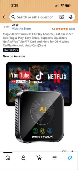ZYW Magic AI Box Wireless CarPlay Adapter