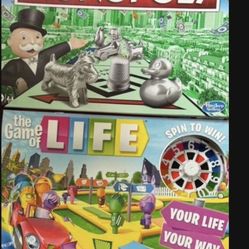 MONOPOLY + GAME OF LIFE. PLAYED TWICE. $7.00 EACH. 