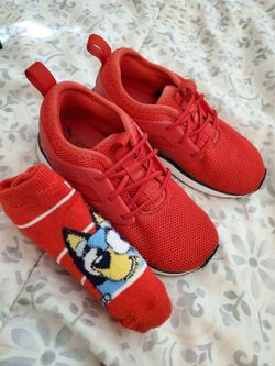 Puma Red Mesh Sneakers & bluey socks