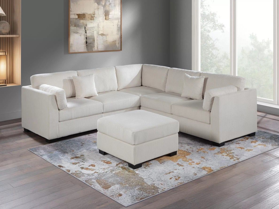 4-Piece Sectional Set W/ Ottoman
RAF/LAF One-Arm Loveseat + Corner Wedge + Cocktail Ottoman
Color: Beige π₯ Juego De Sofas Color Beige Nuevos