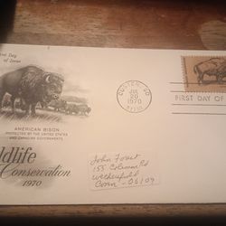 Vintage First Day Issue 1970 Features An American Bison Wildlife Conservation Stamps For Sale.