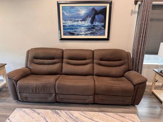 Brown Reclining Three-Seat Sofa