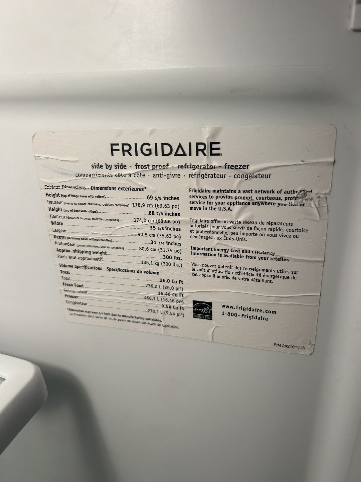 Frigidaire Side By Side