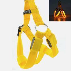 Pet LED Luminous Chest Strap Leash Yellow/S 