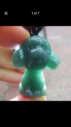 Certificate Jadeite Green Jade Pendant Curle dog Poodle