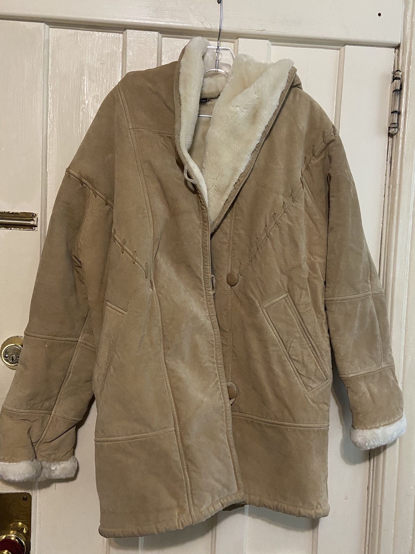 Galley men’s Tan Leather Coat Jacket Fully Lined