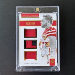 2019 Panini Encased #RT18 Nick Bosa Rookie Triple Memorabilia #/25