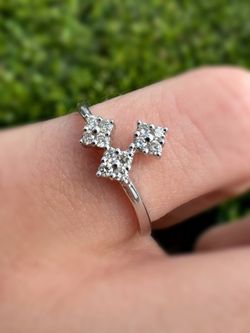 Jewelry 14k solid white gold diamond 0.1CTW ring sz 6.25