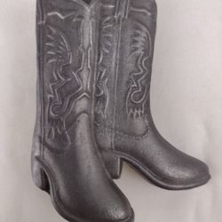Vintage Country Western Cowboy Boots Pewter Belt Buckle 3.25"x2.75"