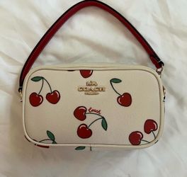 Coach Cherry Print Cream Camera Bag - Red Accent