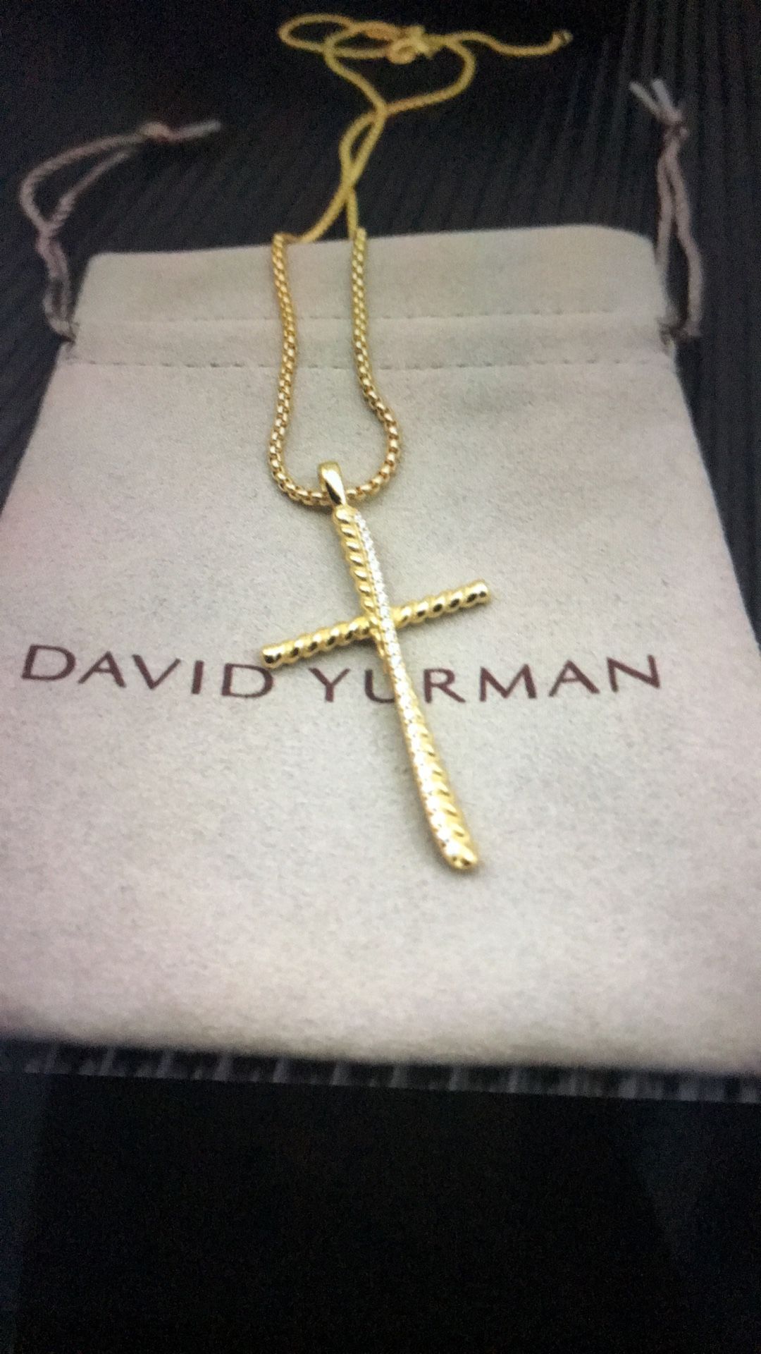 David Yurman Gold Cross necklace With Diamonds