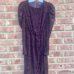 Velvet Leopard Puff Sleeve Dress by Express NWT