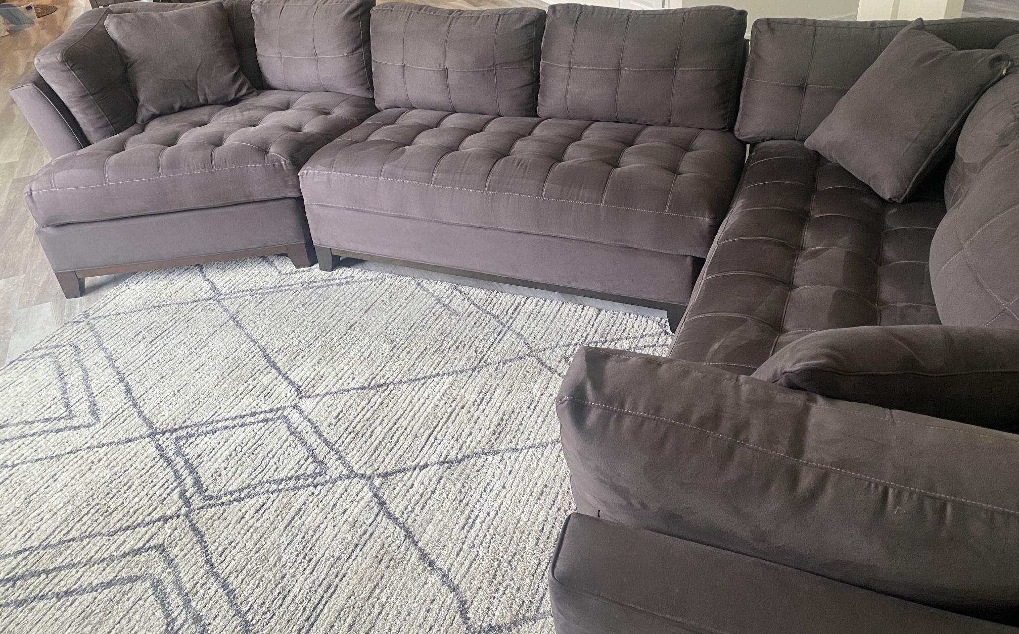 Cindy Crawford Home Metropolis Way Slate Microfiber 3 Pc Sectional Sofa Couch