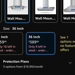 36 Inch Stainless Steel Wall Mount Range Hood