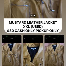 MUSTARD LEATHER JACKET USED $30 CASH ONLY PICKUP ONLY