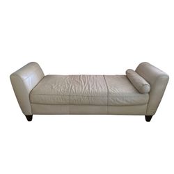 Beige Leather Loveseat Couch