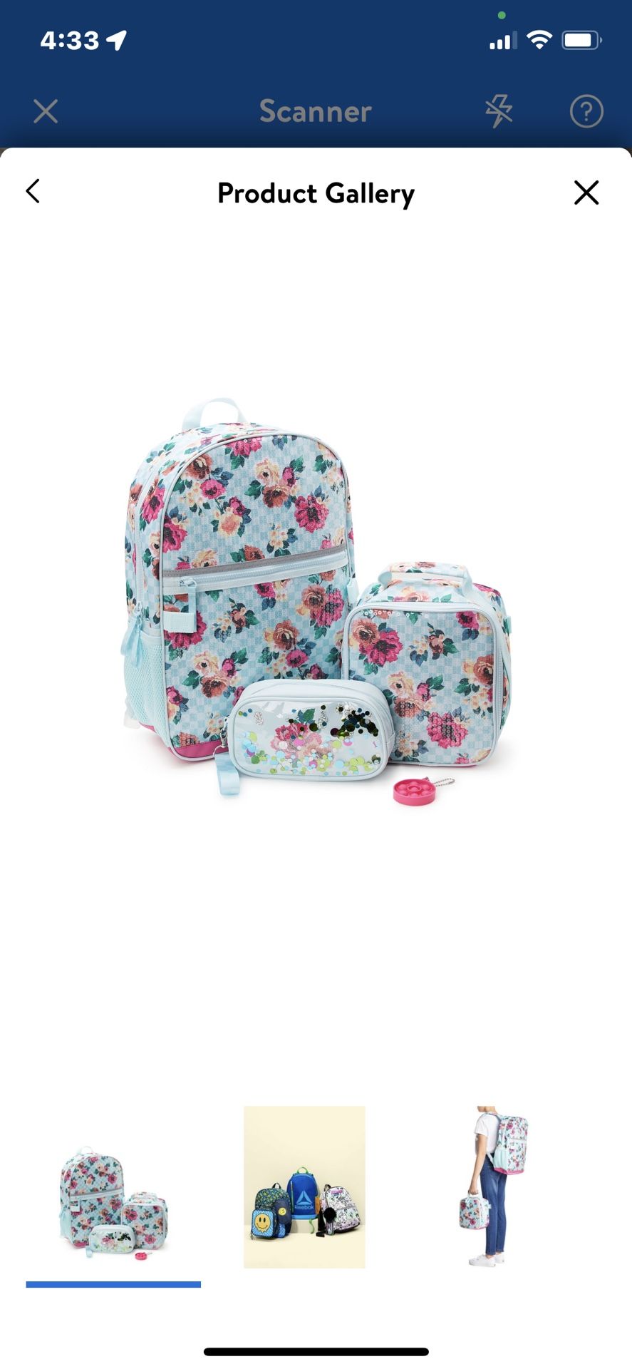 Backpack and Lunch Tote Set, 4-Piece, Floral Print Mint Zest