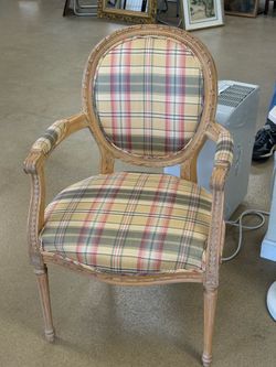 Chairs Arm Style Plaid Fabric