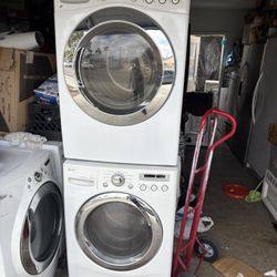 Lg Stackable Washer and gas dryer Excellent working condition Heavy duty W27 D31 H78 Washer 4.0 cu ft Dryer 7.3 cu ft 3 months warranty parts and