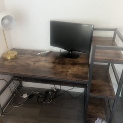 Industrial-Style Desk w/ Built-In Shelves – $150
