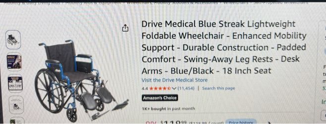 DRIVE 18” Foldable Wheelchair