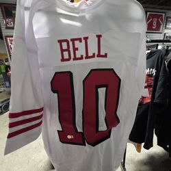 Ronnie Bell Signed Autograph Number 10 White Football Jersey Beckett Authenticated
