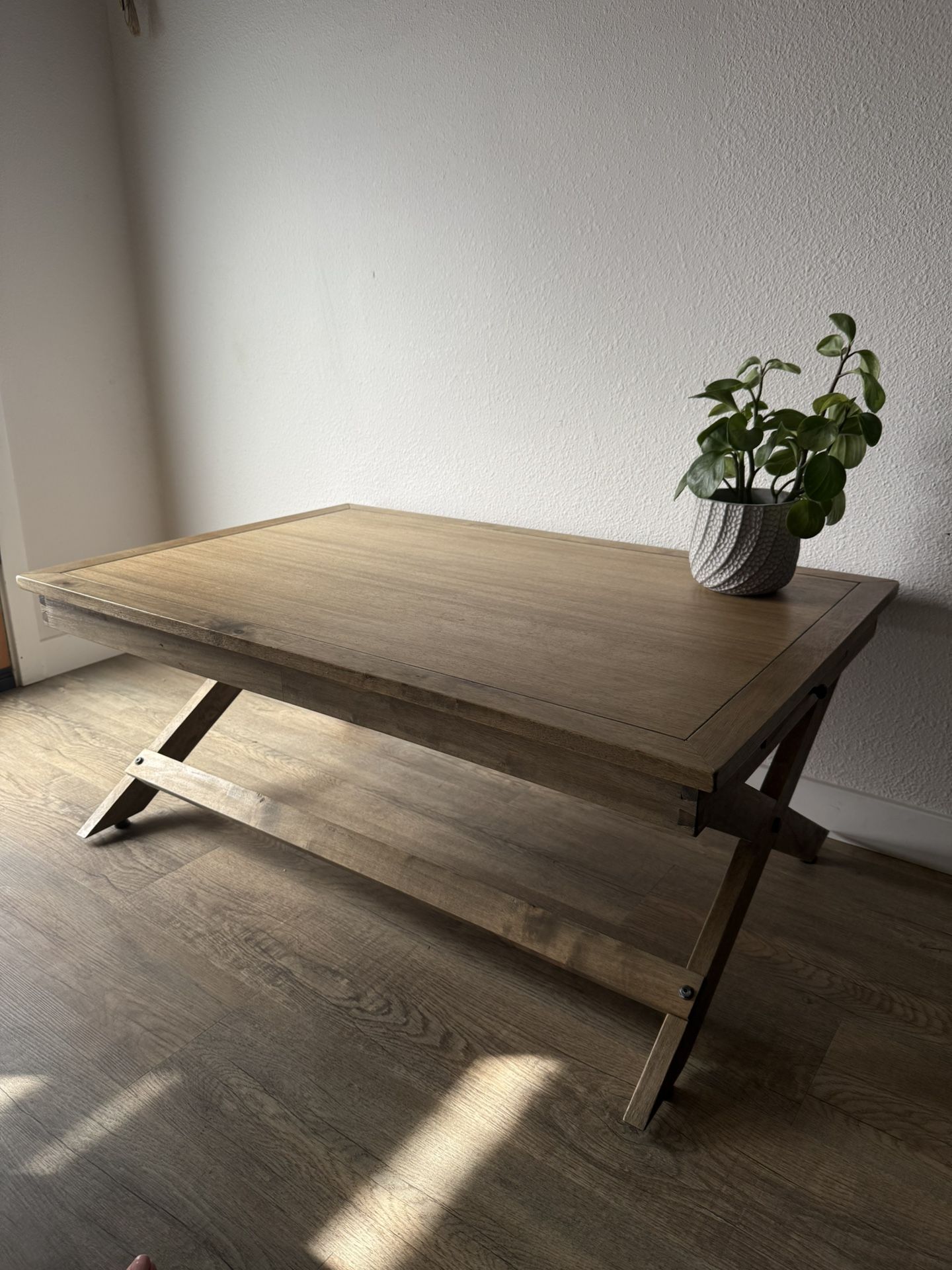 SIGHTLY coffee table - two drink shelves - farmhouse - bohemian- delivery available