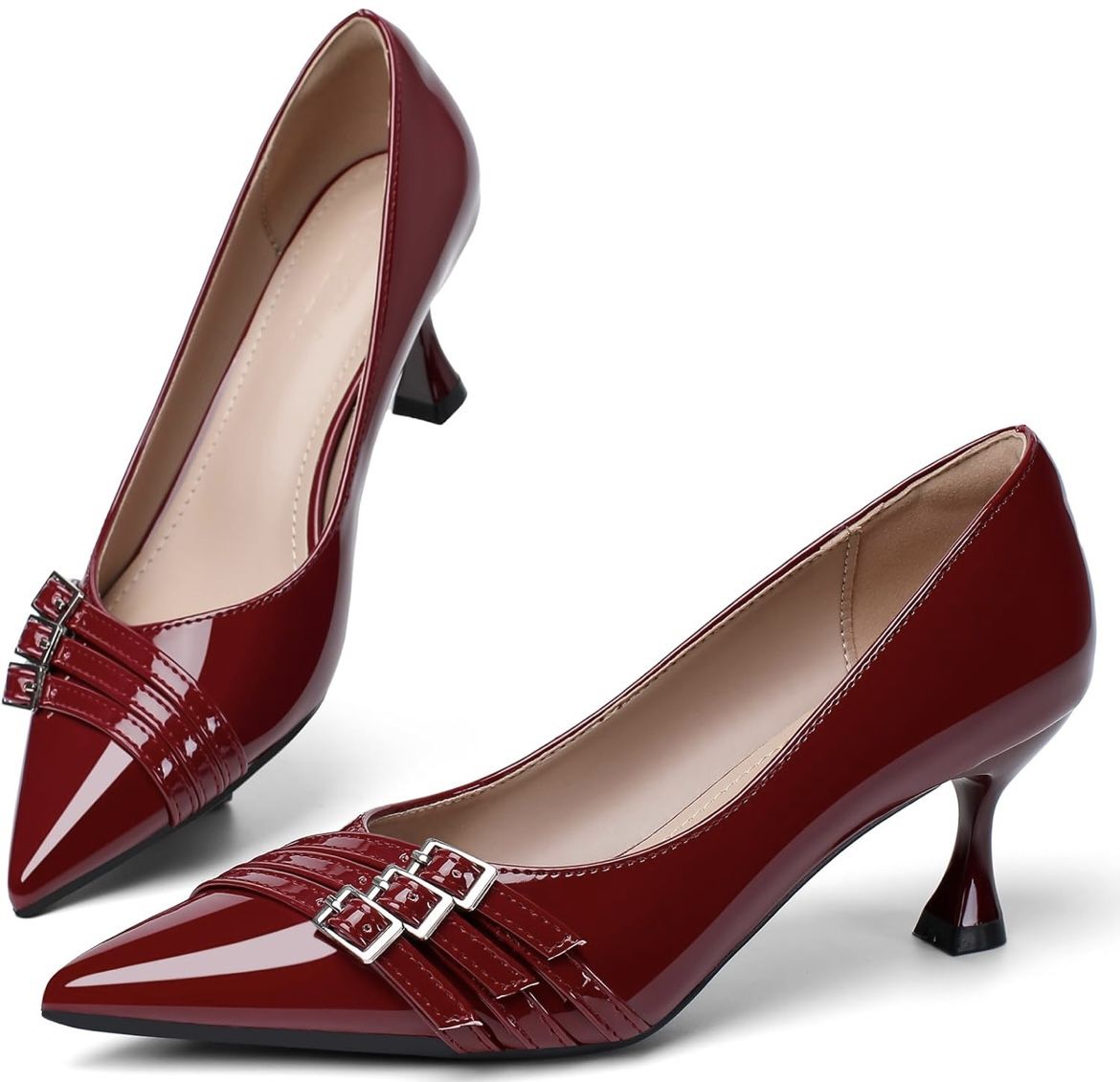 Heels for Women Leather Comfortable Closed Toe Pointed Toe Heels Wedding Party Dress Pumps Shoes