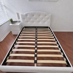 White Upholstered bed FULL Size