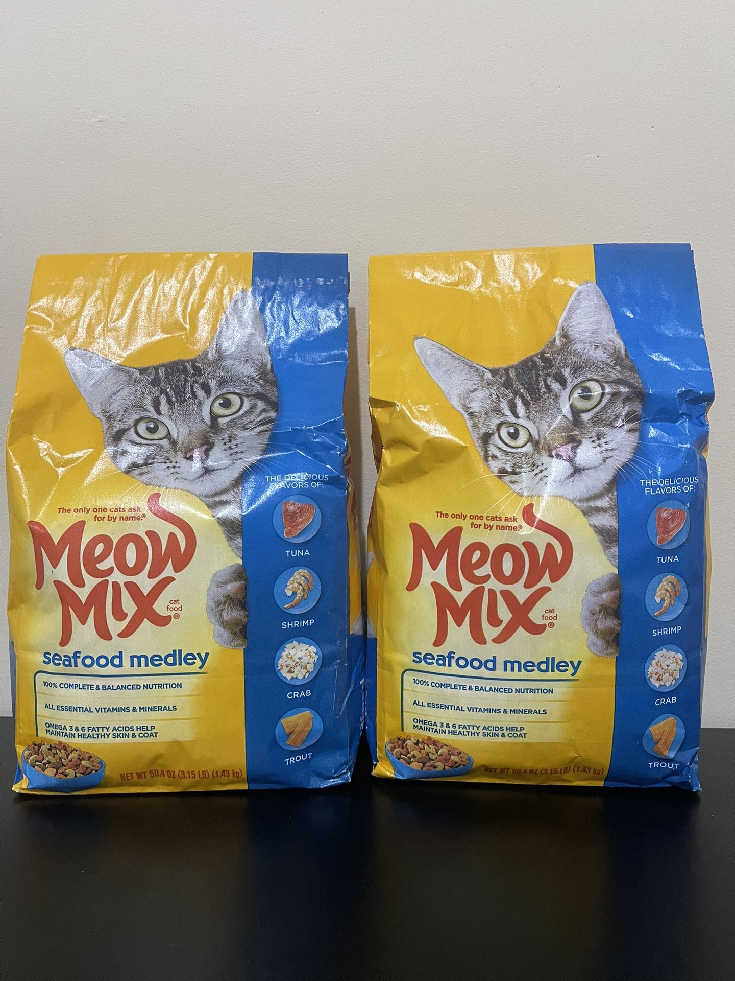 2Pack Meow Mix Seafood Medley Dry Cat Food, 3.15 lb. Bag
