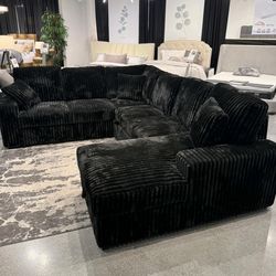 Corduroy Black sectional sofa sleeper pull out sofa bed couch new