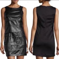 Black Leather Dress Size M Vakko Sport 
