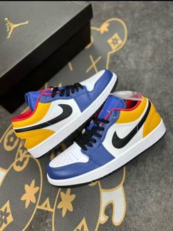 Jordan Air Jordan 1 Low "Lakers" Retro Basketball Shoes (Unisex) – Blue/Yellow – Sizes 43–44