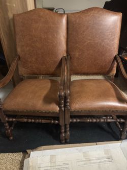 Vintage Leather Arm Chairs (Set of 2)