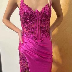 beautiful size 2 pink sequin corset prom dress 