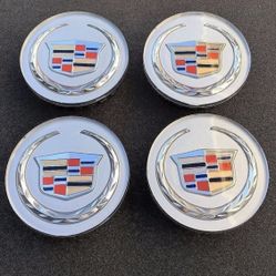 SET OF 4 CADILLAC CADI Silver CENTER WHEELS HUB CAPS LOGO 2.6 inches
