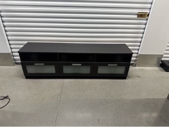 Black TV Stand / Entertainment Center with Frosted Glass Drawers