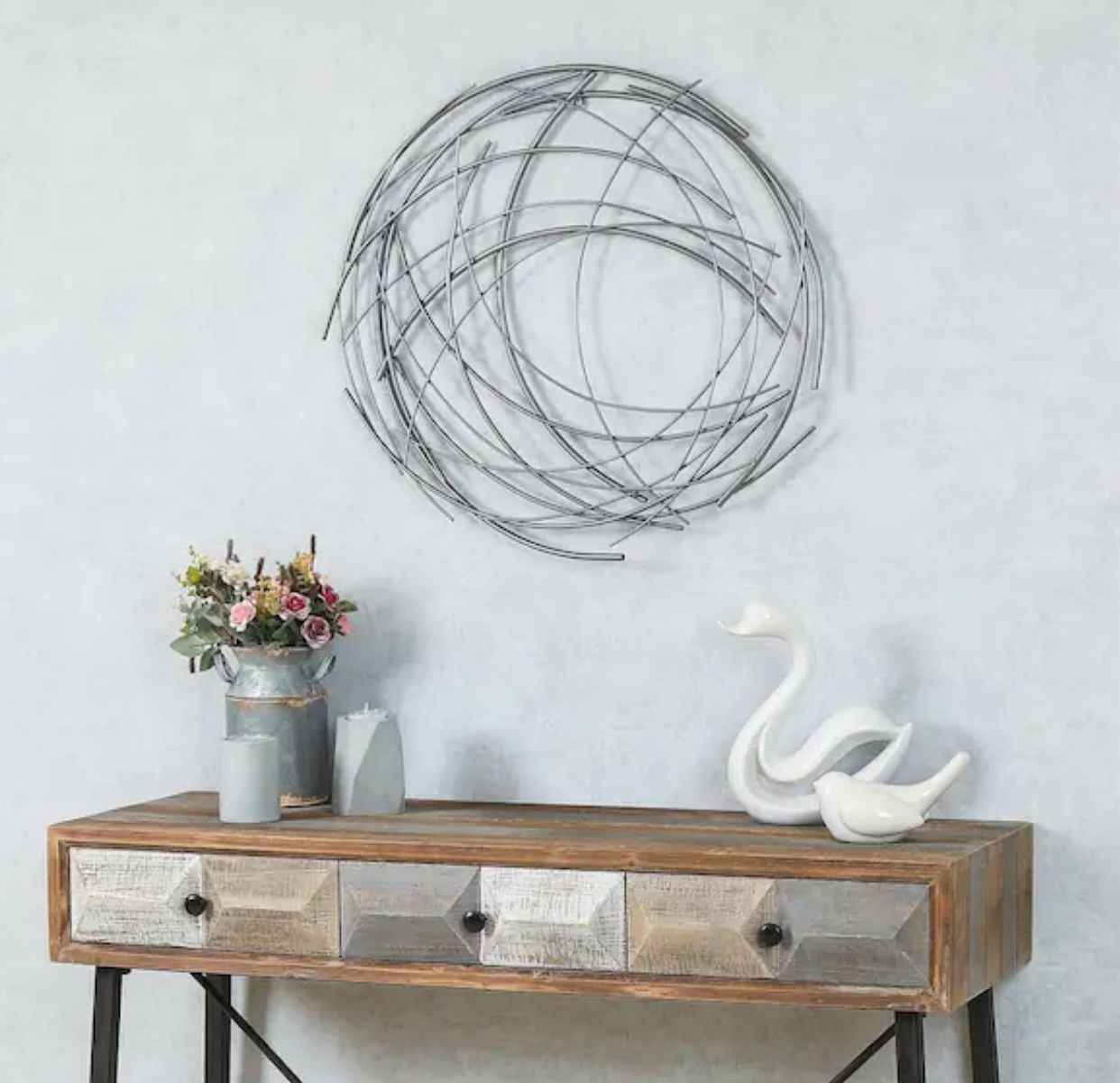 High-End Furniture Sale | 30–60% Off | Metal Abstract Sticks Round Wall Decor