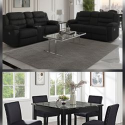 Flash sale! Brand new reclining sofa, loveseat and dining room set 