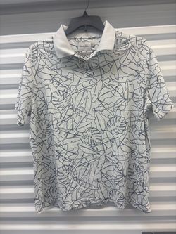 Goodfellow & Co White Gray Tropical Floral Print Polo Short Sleeve Men’s XL