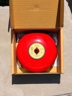 Red Fire Alarm Bell 6”, 120 Volt AC, 98 dB Sound Level At 10’ - UL - Ne