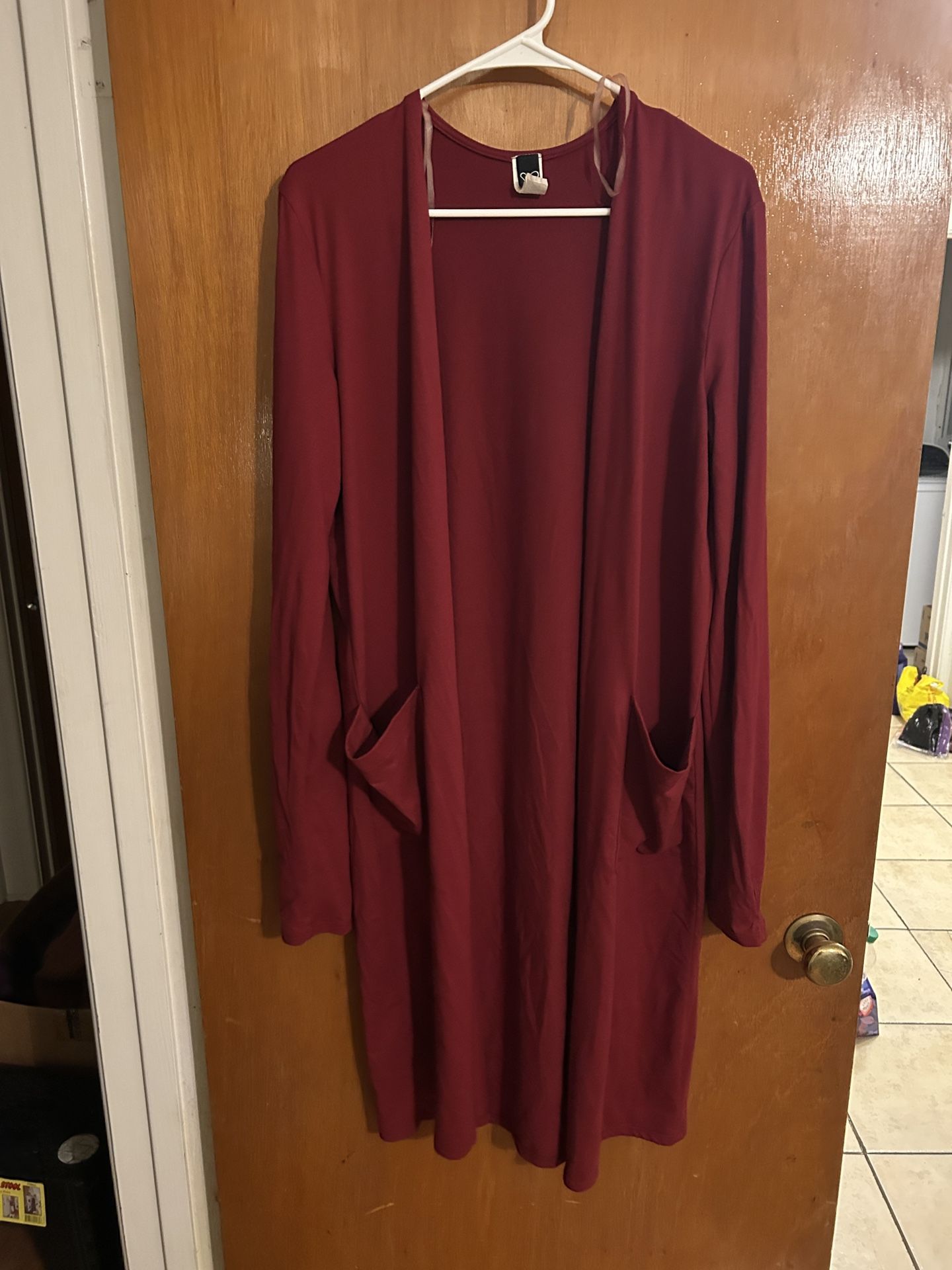 Women's Red Long Cardigan